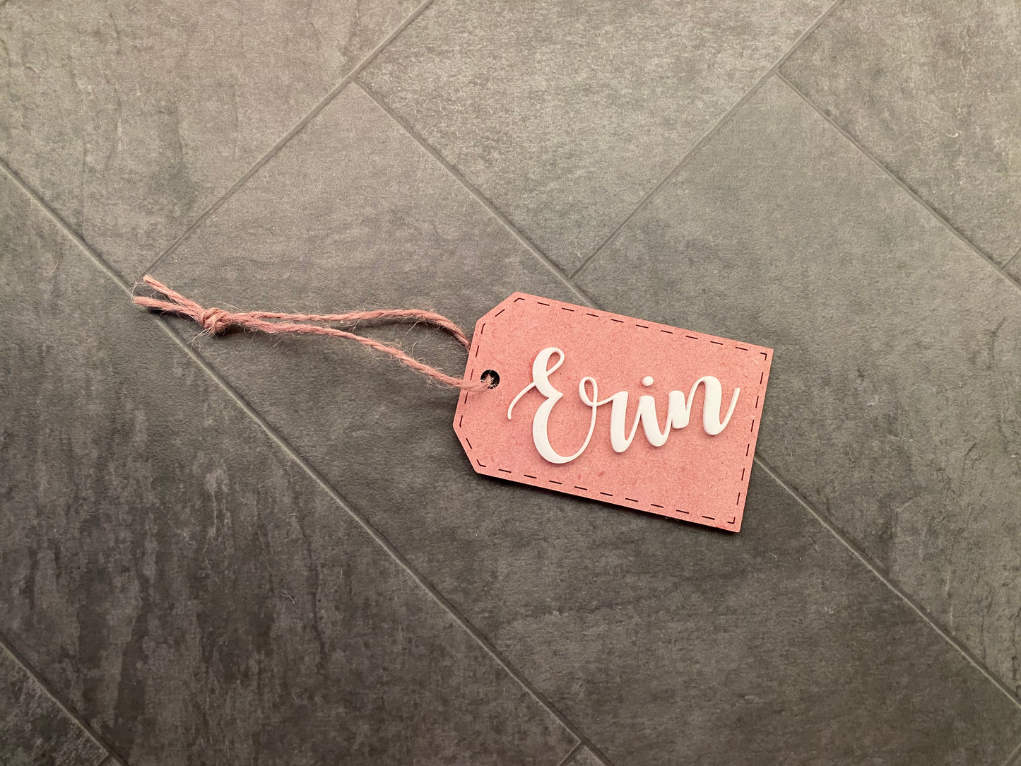 Wood Stocking Name Tag