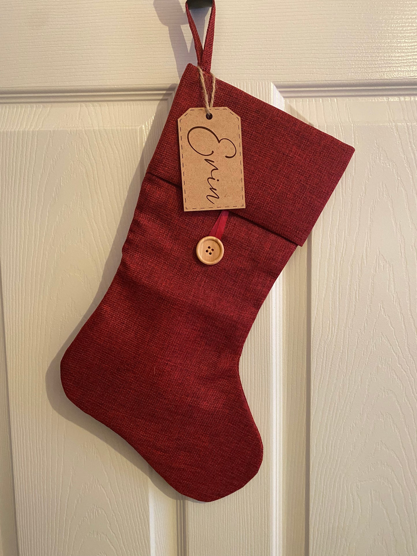 Wood Stocking Name Tag