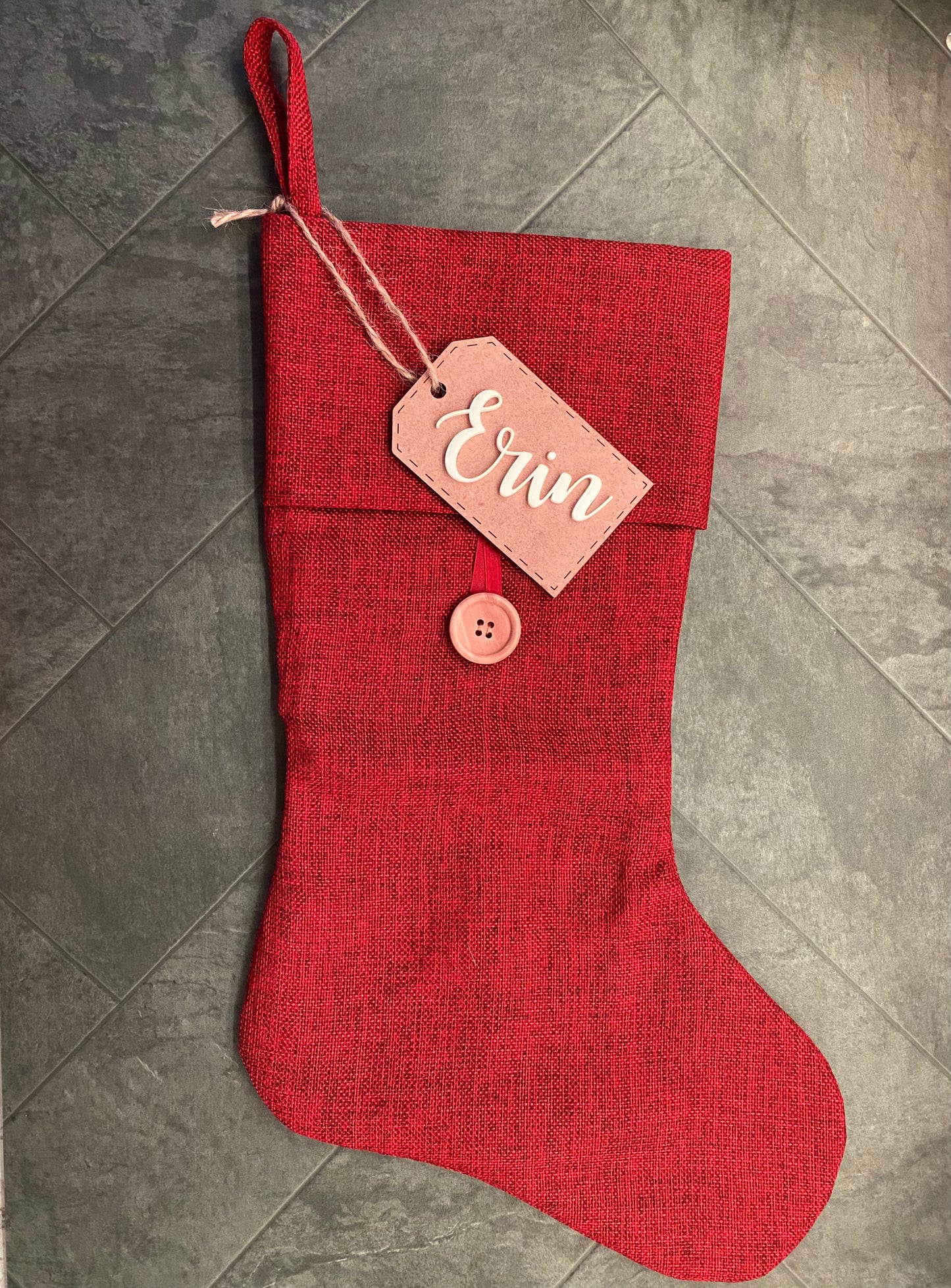 Wood Stocking Name Tag