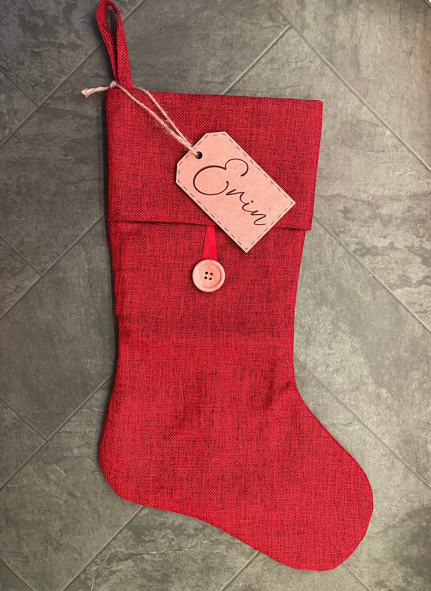 Wood Stocking Name Tag
