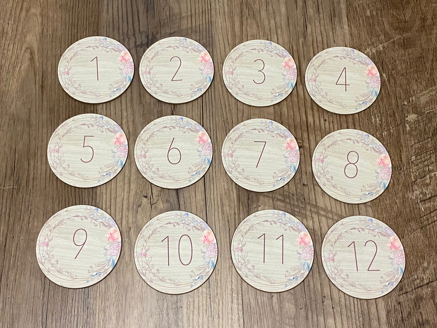 Thin Pink Monthly Milestone Circles