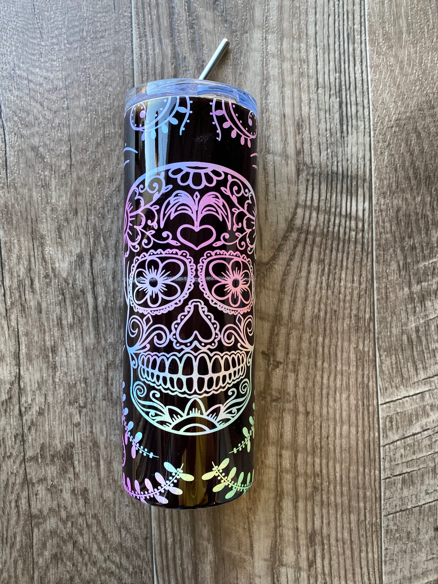 Colored Sugar Skull Tumbler