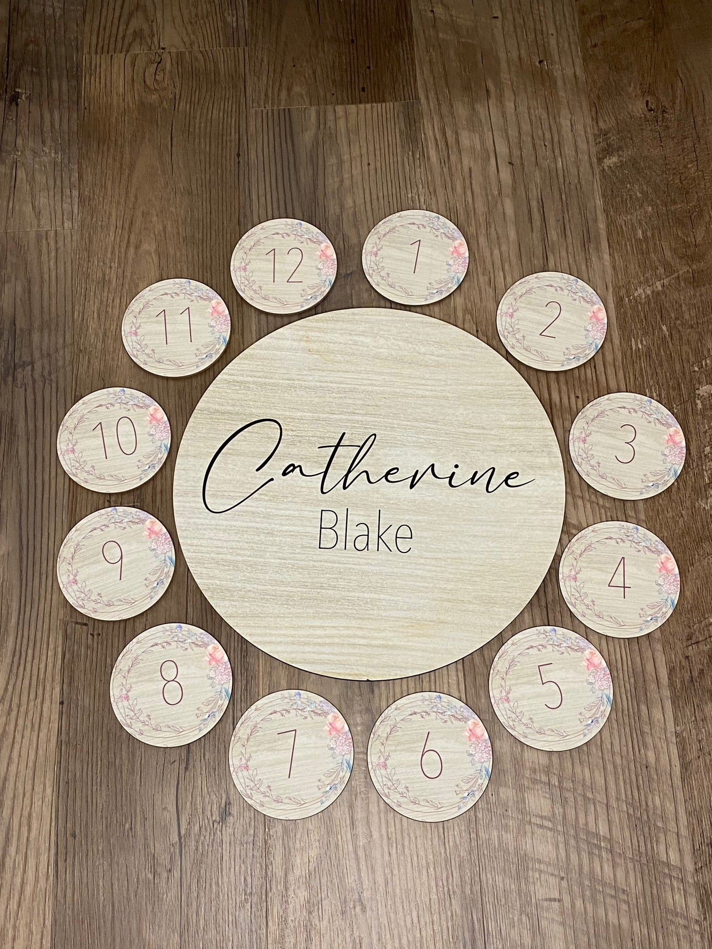 Thin Pink Monthly Milestone Circles
