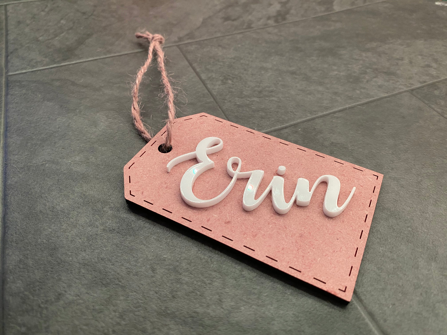 Wood Stocking Name Tag