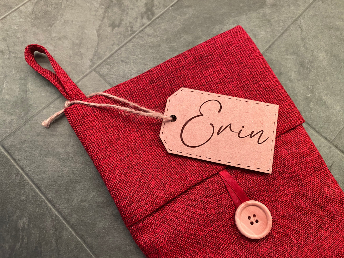 Wood Stocking Name Tag