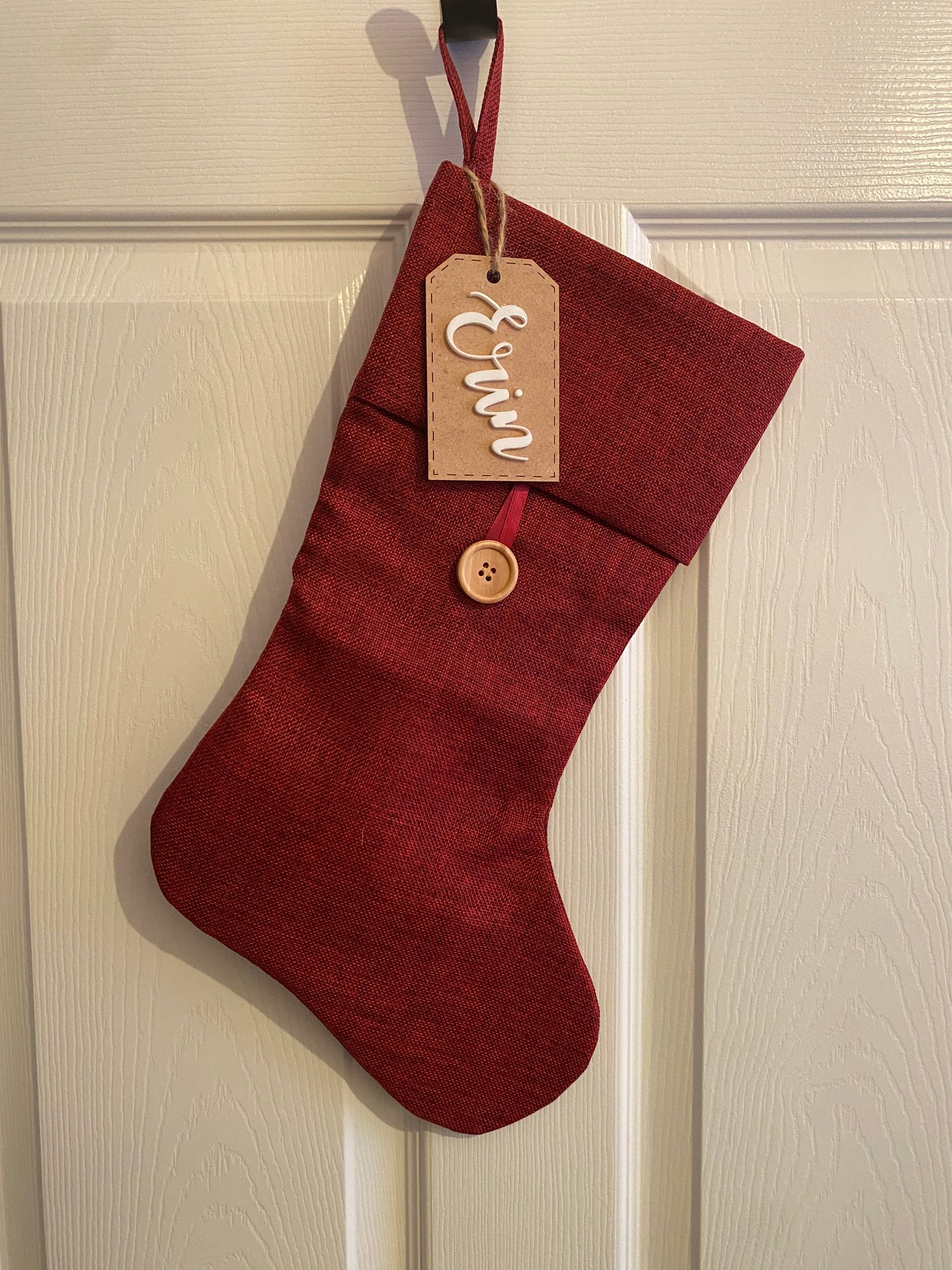 Wood Stocking Name Tag