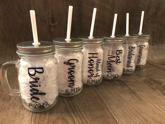 Wedding Party Mason Jars